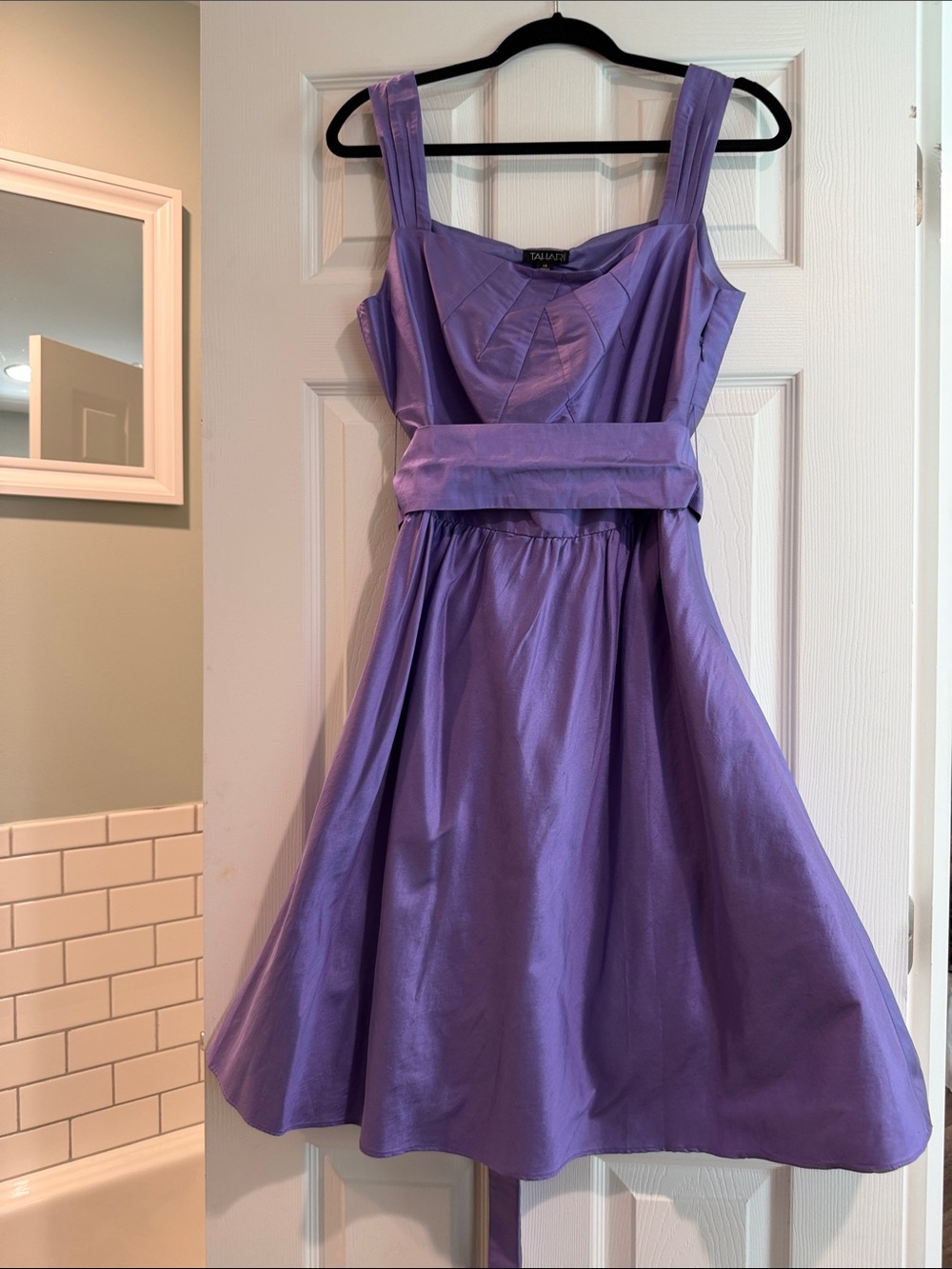 Tahari Lavender Purple Midi Fit-and-Flare Dress